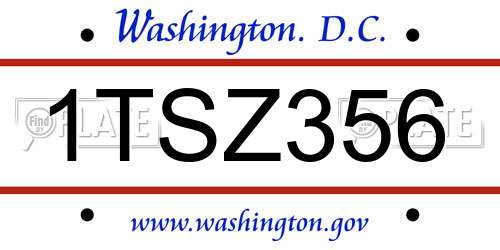 1TSZ356 District Of Columbia License Plate