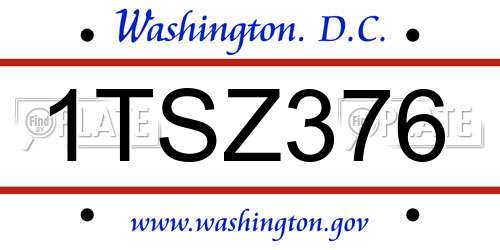 1TSZ376 District Of Columbia License Plate