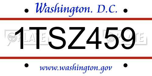 1TSZ459 District Of Columbia License Plate
