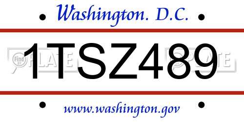 1TSZ489 District Of Columbia License Plate