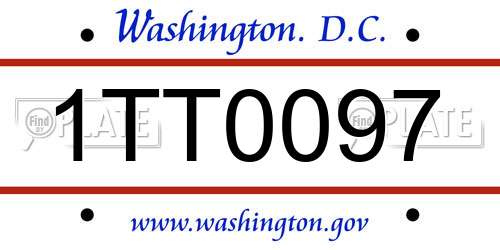 1TT0097 District Of Columbia License Plate