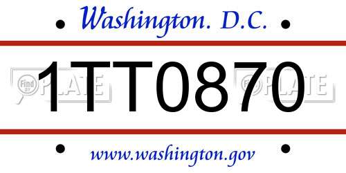 1TT0870 District Of Columbia License Plate
