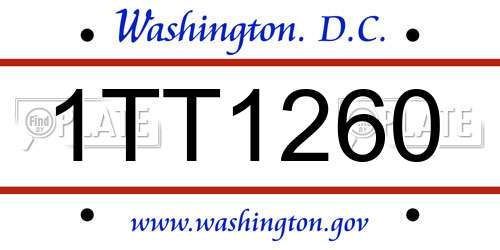 1TT1260 District Of Columbia License Plate
