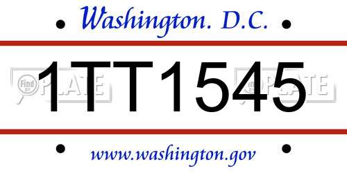 1TT1545 District Of Columbia License Plate