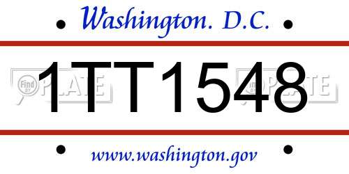 1TT1548 District Of Columbia License Plate