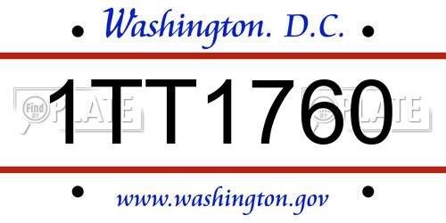 1TT1760 District Of Columbia License Plate