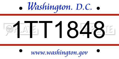 1TT1848 District Of Columbia License Plate