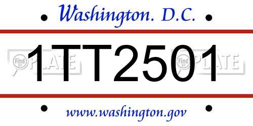 1TT2501 District Of Columbia License Plate