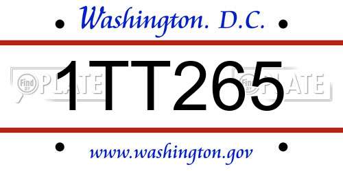 1TT265 District Of Columbia License Plate