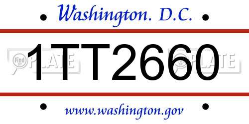 1TT2660 District Of Columbia License Plate