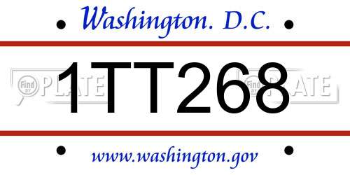 1TT268 District Of Columbia License Plate