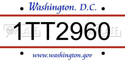 1TT2960 District Of Columbia License Plate