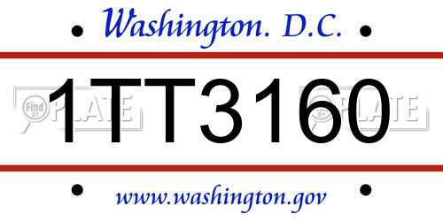 1TT3160 District Of Columbia License Plate