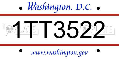 1TT3522 District Of Columbia License Plate