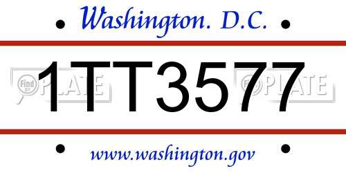 1TT3577 District Of Columbia License Plate