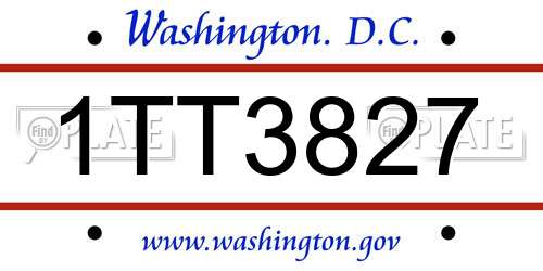 1TT3827 District Of Columbia License Plate