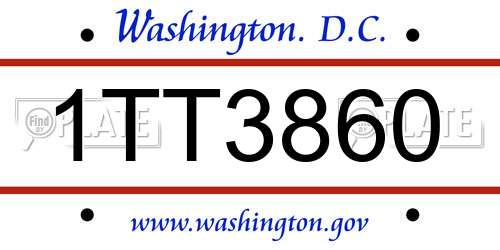 1TT3860 District Of Columbia License Plate