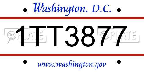 1TT3877 District Of Columbia License Plate