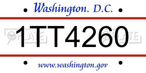 1TT4260 District Of Columbia License Plate