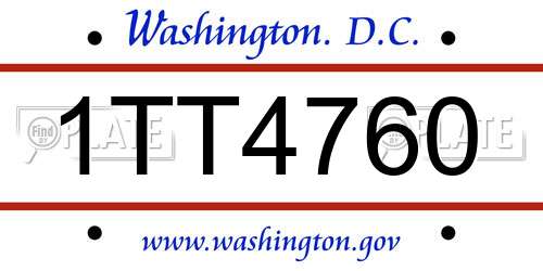1TT4760 District Of Columbia License Plate