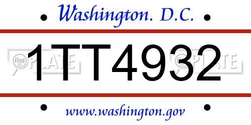 1TT4932 District Of Columbia License Plate