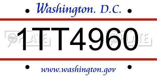1TT4960 District Of Columbia License Plate
