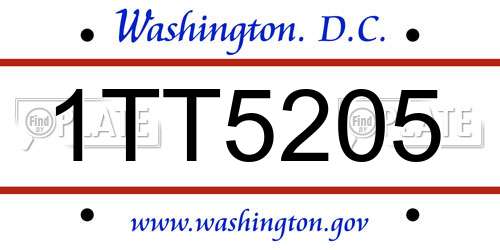1TT5205 District Of Columbia License Plate