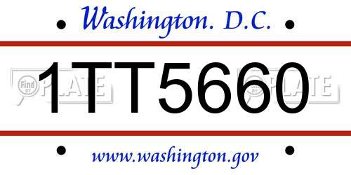 1TT5660 District Of Columbia License Plate