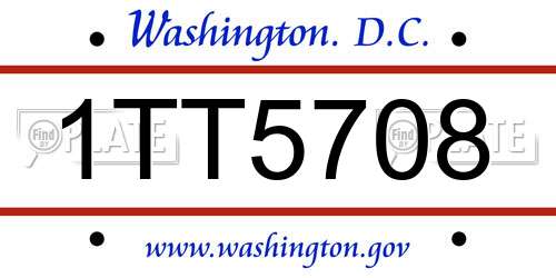 1TT5708 District Of Columbia License Plate