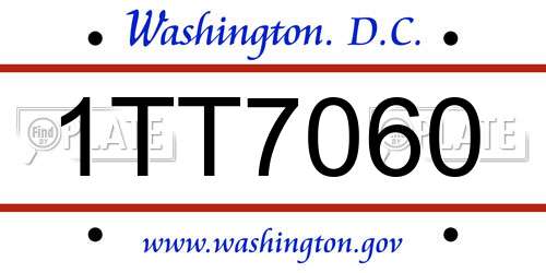 1TT7060 District Of Columbia License Plate