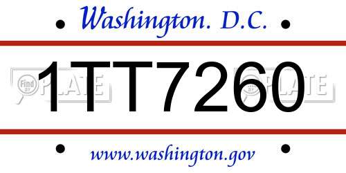 1TT7260 District Of Columbia License Plate