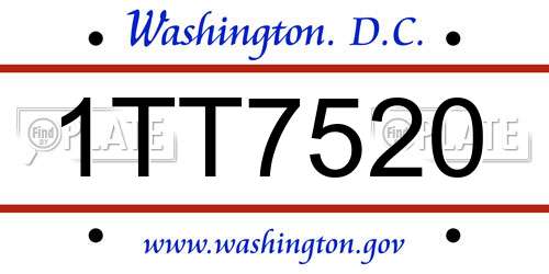 1TT7520 District Of Columbia License Plate