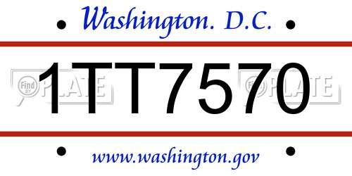 1TT7570 District Of Columbia License Plate