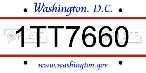 1TT7660 District Of Columbia License Plate