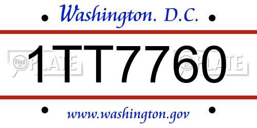 1TT7760 District Of Columbia License Plate