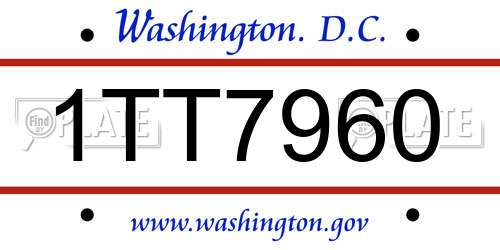 1TT7960 District Of Columbia License Plate