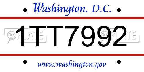 1TT7992 District Of Columbia License Plate