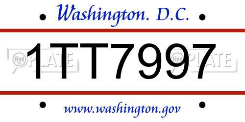 1TT7997 District Of Columbia License Plate