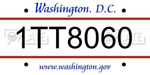 1TT8060 District Of Columbia License Plate