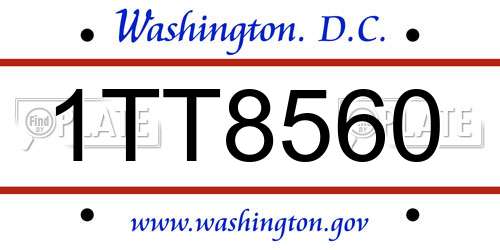1TT8560 District Of Columbia License Plate