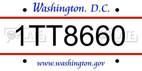 1TT8660 District Of Columbia License Plate