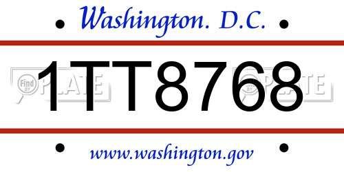 1TT8768 District Of Columbia License Plate