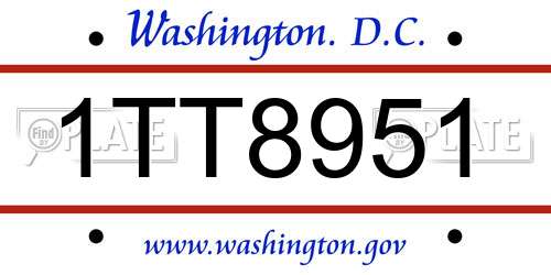1TT8951 District Of Columbia License Plate