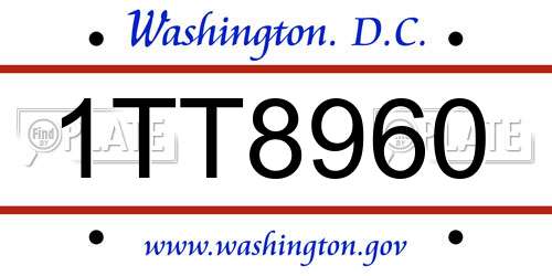 1TT8960 District Of Columbia License Plate