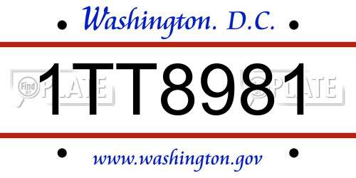 1TT8981 District Of Columbia License Plate