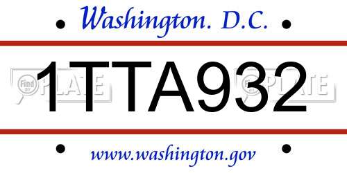 1TTA932 District Of Columbia License Plate