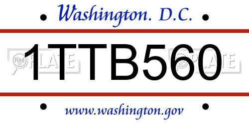 1TTB560 District Of Columbia License Plate
