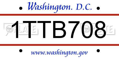 1TTB708 District Of Columbia License Plate