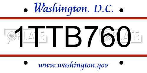 1TTB760 District Of Columbia License Plate