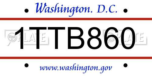 1TTB860 District Of Columbia License Plate
